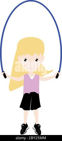 Adorable Girl Jumping Rope Illustration Stock Photo