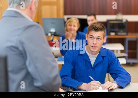 portrait of student in mechanical class Stock Photo