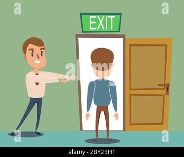 Businessman invite men to opened door Stock Vector