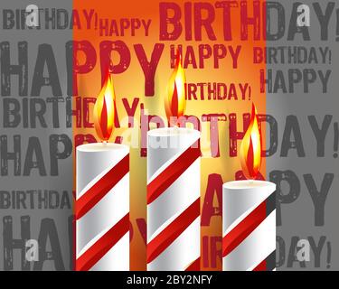 burning candle and shadow on gray background Stock Photo