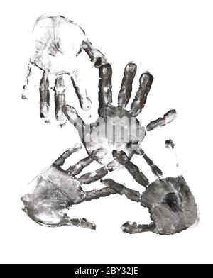 Spooky hands print over white Stock Photo