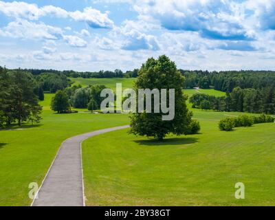 Green park in a place of former village Lidice completely destroyed by German forces in reprisal for the assassination of Reich Protector Reinhard Heydrich Stock Photo