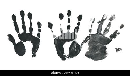 Spooky hands print over white Stock Photo