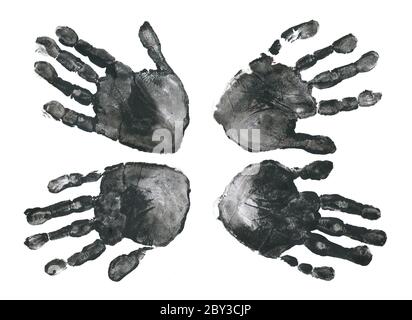 Spooky hands print over white Stock Photo