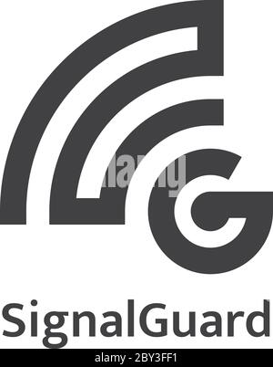 initial letter G logo. signal wave wifi wireless audio concept. Stock Vector