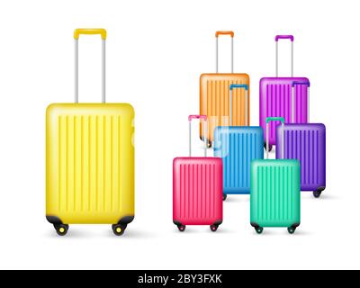 Realistic travel luggage collection. Stock Vector