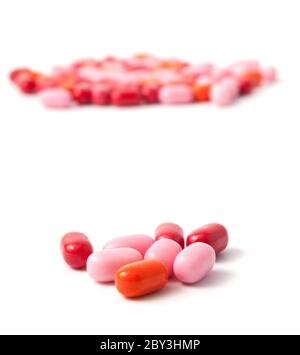 Pink peppermint candies in white box Stock Photo - Alamy