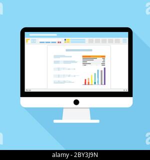 desktop document icon. text editor on computer screen vector illustration. Stock Vector