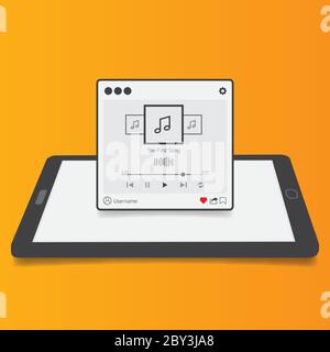 isolated audio streaming player user interface application. flat design style vector illustration Stock Vector