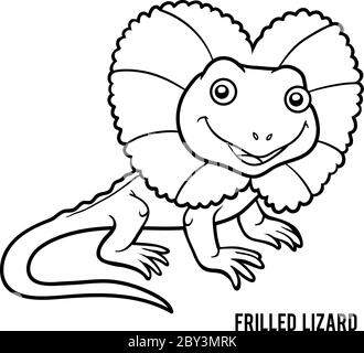 Coloring book for children, Frilled lizard Stock Vector