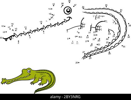Numbers game, education dot to dot game for children, Gavial Stock Vector