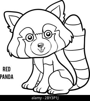 Coloring book for children, Red panda Stock Vector