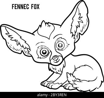 Coloring book for children, Fennec fox Stock Vector