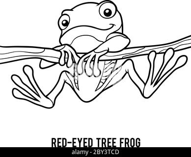 Coloring book for children, Red-eyed tree frog Stock Vector