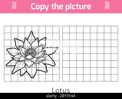 Copy the picture, education game for children, Lotus Stock Vector