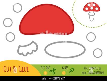 Education paper game for children, Amanita. Use scissors and glue to create the image. Stock Vector