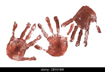 Spooky hands print over white Stock Photo