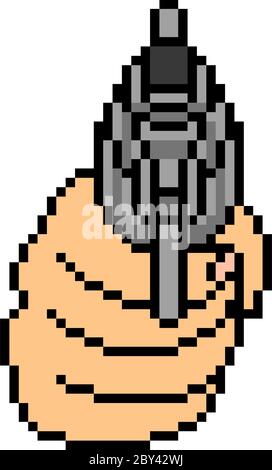 vector pixel art gun shot isolated cartoon Stock Vector Image & Art - Alamy