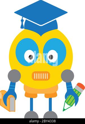 robot scientist icon, robot student icon vector Stock Vector