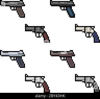 vector pixel art gun isolated Stock Vector