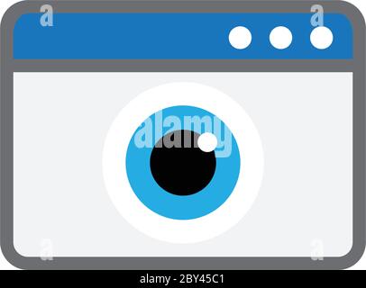 Browser and eye icon, view browser icon black vector Stock Vector