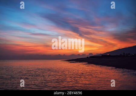 Amazing sunrise on Bali island. Indonesia Stock Photo