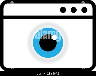 Browser and eye icon, view browser icon black vector Stock Vector