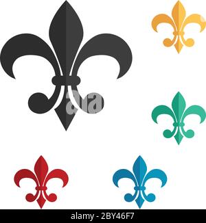 Fleur-de-lis icon vector Heraldic lily line style Stock Vector