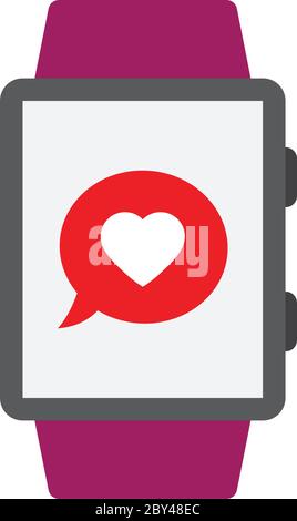 smart watch icon with  heart sign black vector icon Stock Vector