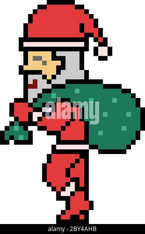 vector pixel art santa claus isolated Stock Vector