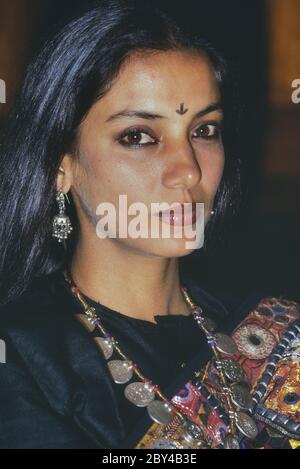 Portrait of Shabana Azmi. Indian actress of film, television and theatre. 1988 Stock Photo