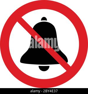 No sound, no bell icon  Forbidding sign.  no noise icon. no sign. Stock Vector