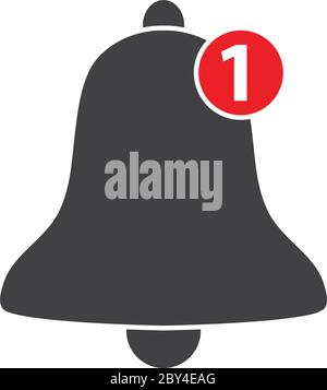 Bell icon vector grey and red Stock Vector
