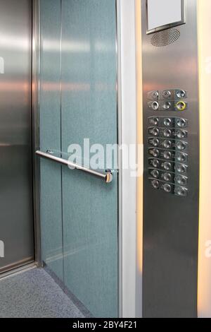 elevator interior with control panel Stock Photo