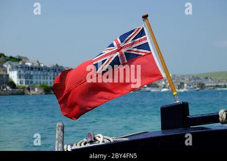 Red Ensign on a Ferry Boat at Salcombe, Devon, United Kingdom Stock Photo