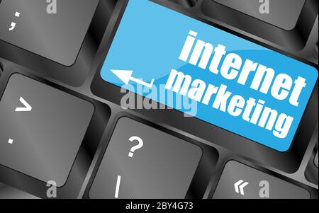 online marketing or internet marketing concepts, with message on enter key of keyboard key Stock Photo