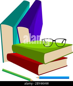 Book Pencil Spectacle Vector Illustration Stock Vector