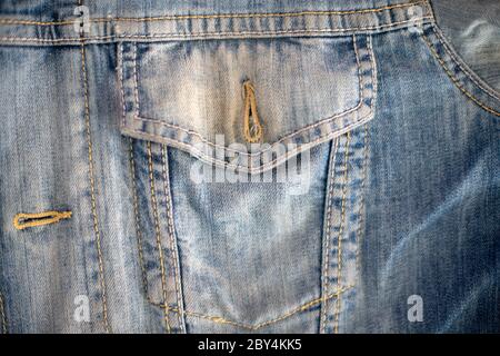 Denim jacket shot from close up Stock Photo