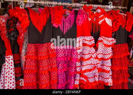 traditional spanish dresses for flamenco Stock Photo
