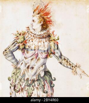 INIGO JONES (1573-1652) English architect and stage designer. One of his studies for a masque costume. Stock Photo