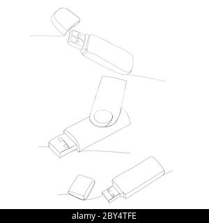 continuous line drawing of a flash drive Stock Vector Image & Art - Alamy