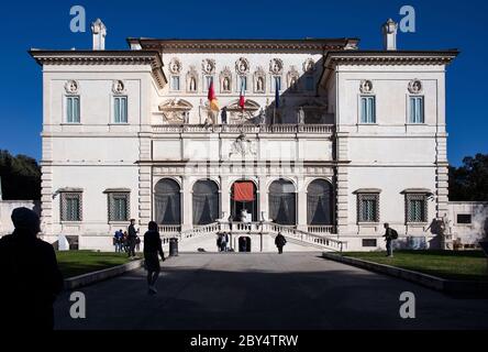 The facade of Villa Borghese, originally the suburban villa of Scipione Borghese, now the Galleria Borghese housing a number famous of Bernini statues Stock Photo