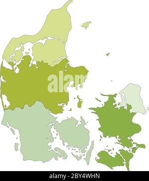 Highly detailed editable political map with separated layers. Denmark. Stock Vector