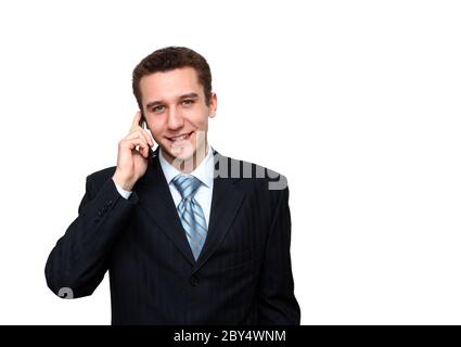 smiling man calling by phone Stock Photo