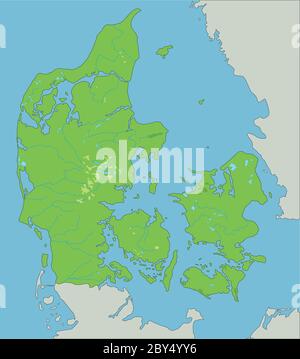 High Detailed Denmark Road Map With Labeling Stock Vector Image Art High Detailed Denmark Physical Map 2by4yy6 