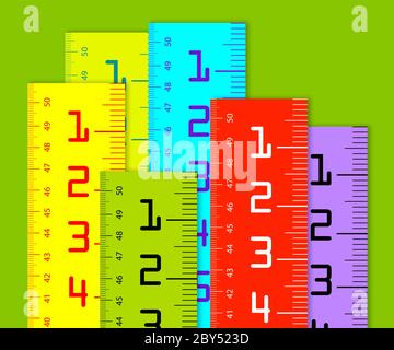 Millimeter and inch rulers Stock Photo