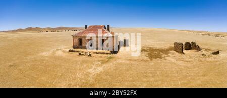 Aerial panoramic view of the iconic Burra homestead in South Australia, which is a magnet for landscape photographers and artists Stock Photo