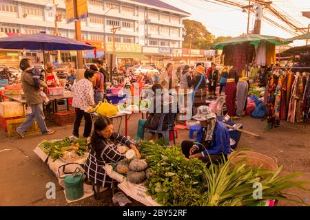 fresh vegetable at the Sin Sombun Market in the town of Chiang Saen in the  north of the city Chiang Rai in North Thailand. Thailand
