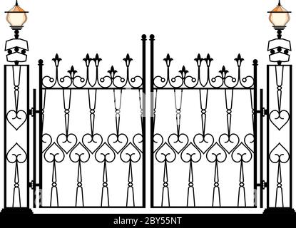 Wrought Iron Gate Pillar Vector Illustration Stock Vector