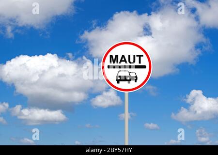 traffic sign lettering PKW-Maut, car toll, Germany Stock Photo - Alamy